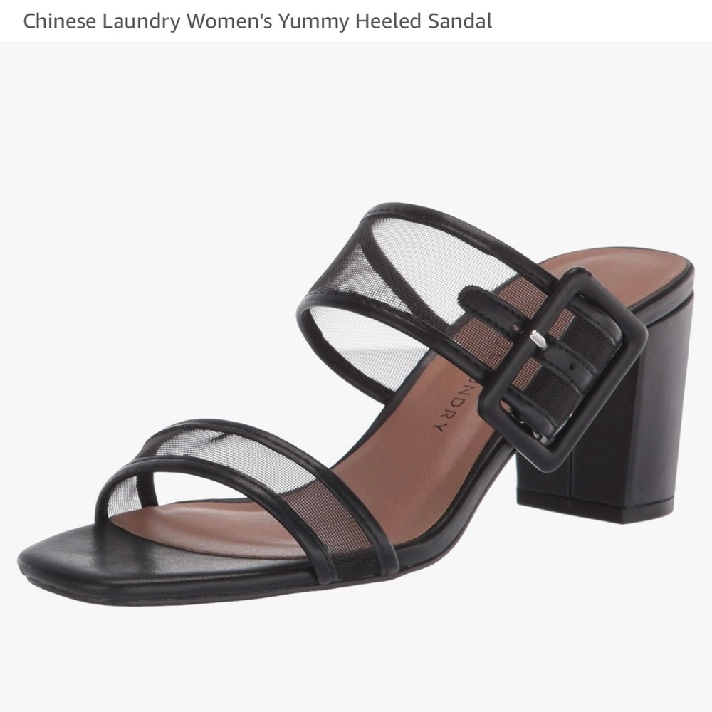 Chinese Laundry Black Sandals with Chunky Heel
